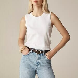 NWT J.Crew Jackie Sweater Shell Premium Ultra Fine Cotton White Size Medium